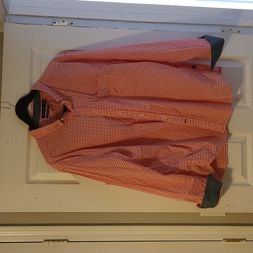 Nautica men's Classic button down Oxford, orange check, XXL